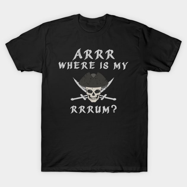 Arrr Where Is My Rum T-Shirt by JeZeDe